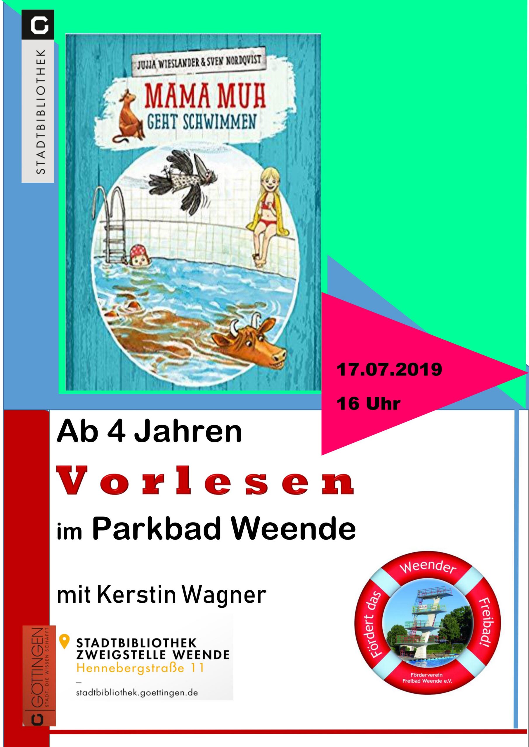 Sommeraktion: Vorlesestunde für Kinder ab 4 Jahren im Parkbad am 17.7. um 16 Uhr
