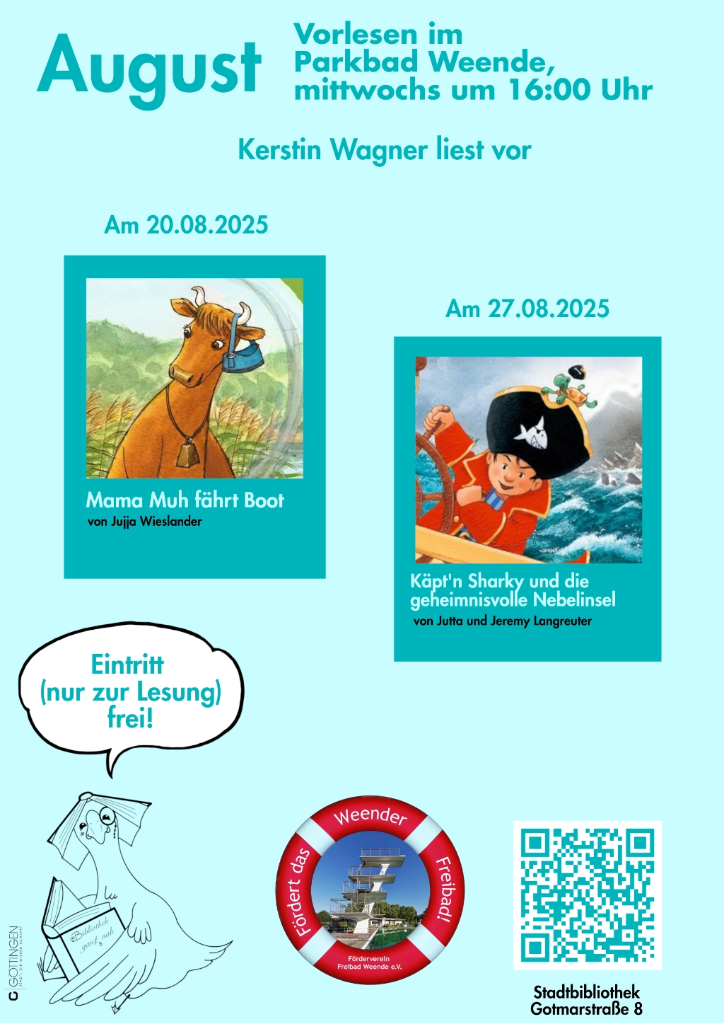 Vorlesen im Parkbad Weende – August 2025